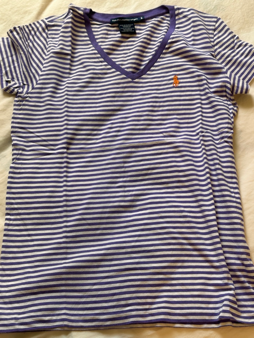Polo Ralph Lauren Cotton Vneck Tshirt - Purple Orange - S